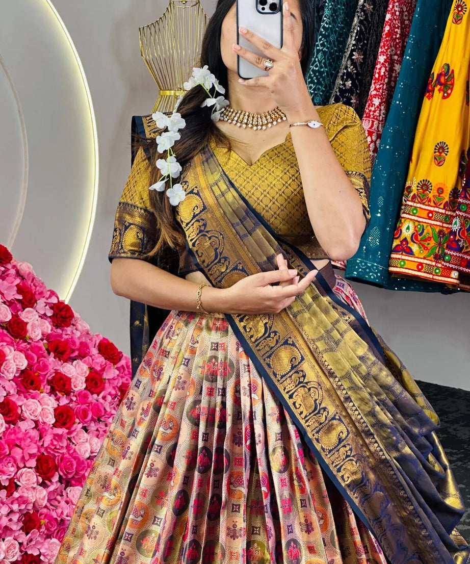 Designer Banarasi Zari With Silk Lehenga Blouse Dupatta