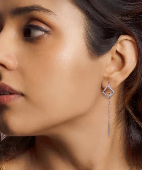 Oxidised Silver Square Danglers