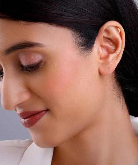 Golden Crescent Zircon Tiny Earrings