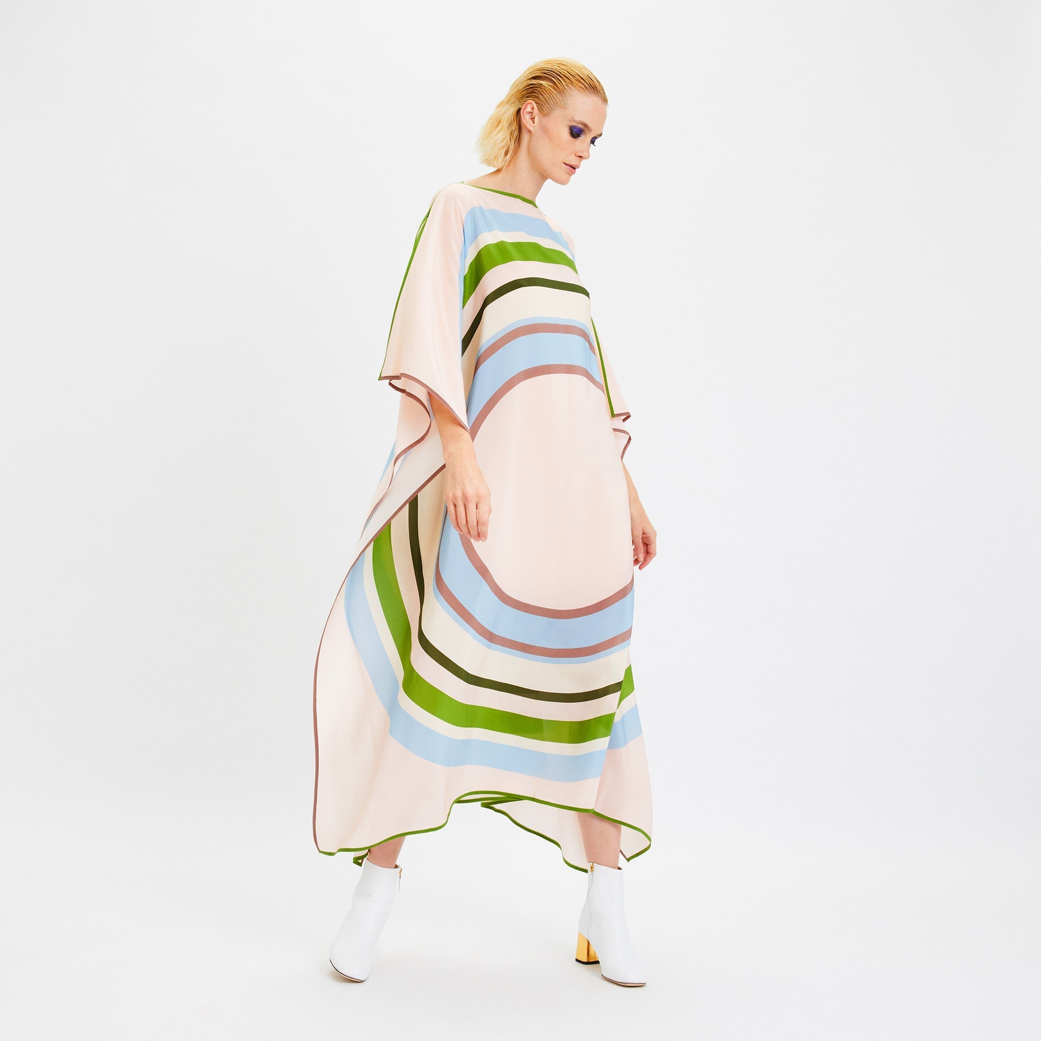 Women's Silk Crepe Kaftan - Flowy and Comfortable Evening Wear Caftan