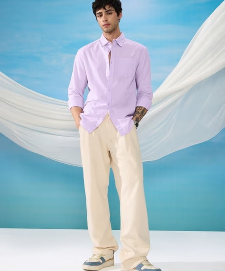 Cotton Linen Orchid Purple Cotton Linen Shirts