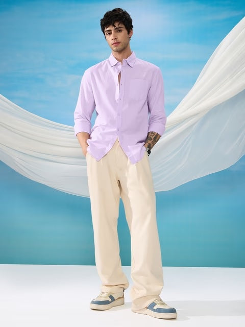 Cotton Linen Orchid Purple Cotton Linen Shirts