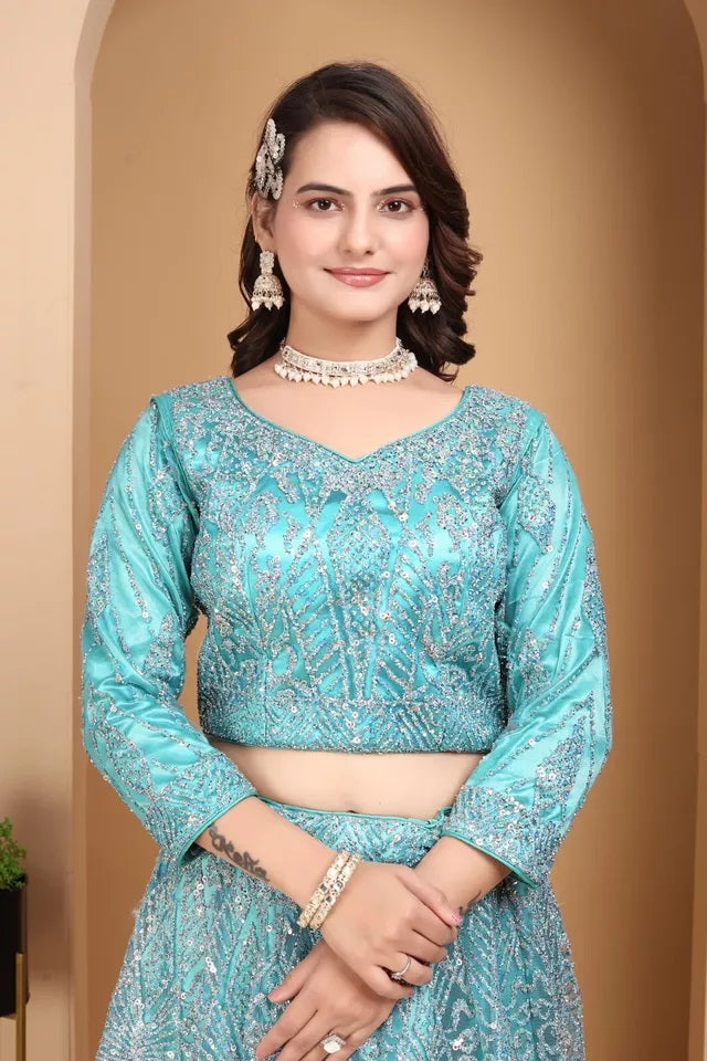 Diamond And Glitter Sequence Design Work Lehenga Choli