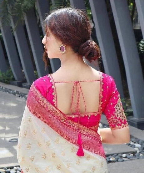 Traditional Festival Wear Saree, Banarasi Soft Silk Sari With Blouse