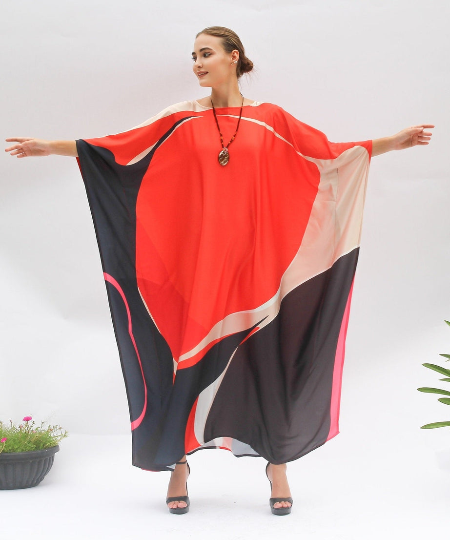 Soft Satin Silk Kaftan - Luxurious and Lightweight Lounge Women's Dress