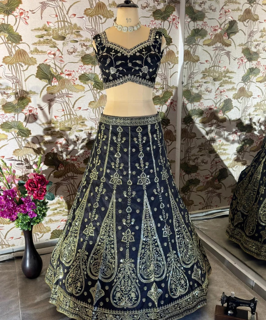 Embroidery Sequence Zari Design Work  Lehenga Blouse & Dupatta