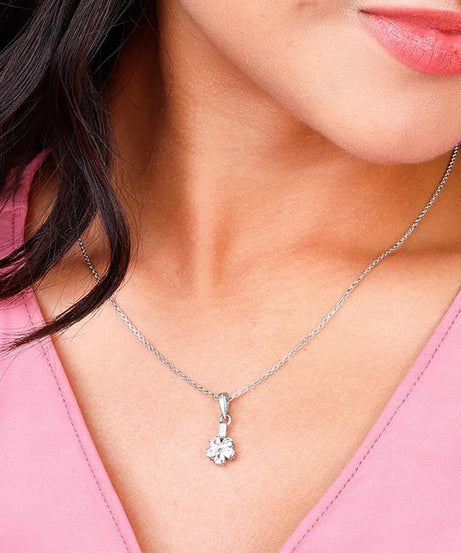 Silver Enchanted Floral Pendant With Link Chain