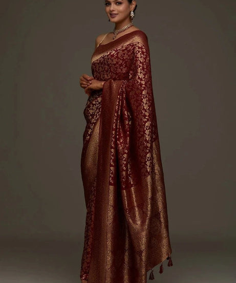 Traditional Wear Banarasi Soft Silk Saree , Designer Sari & Blouse