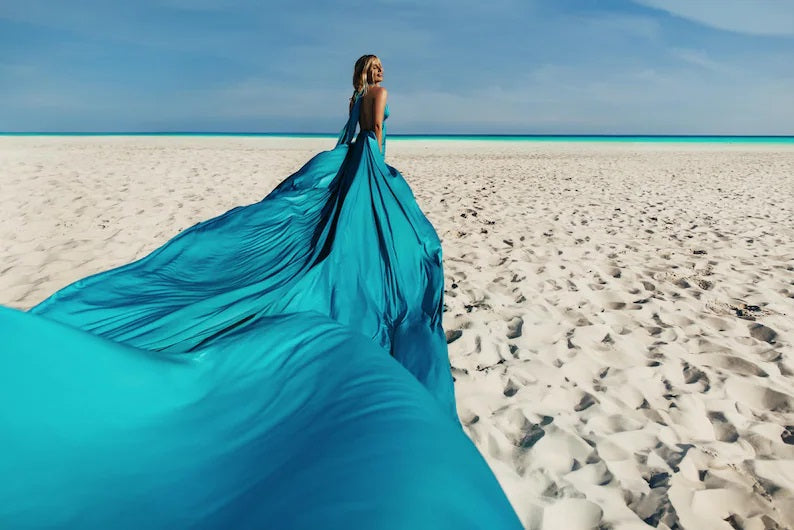 Custom Infinity Flying Dress Silk Satin Womens Photo Shoot Outfit