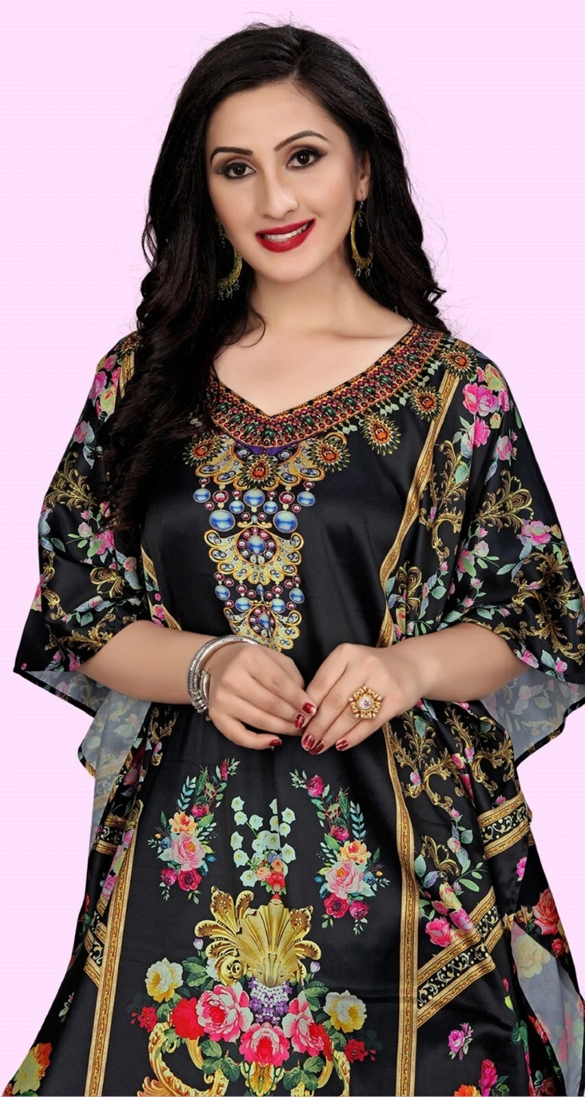 Plus Size Smooth Satin Kaftan Dress for Women
