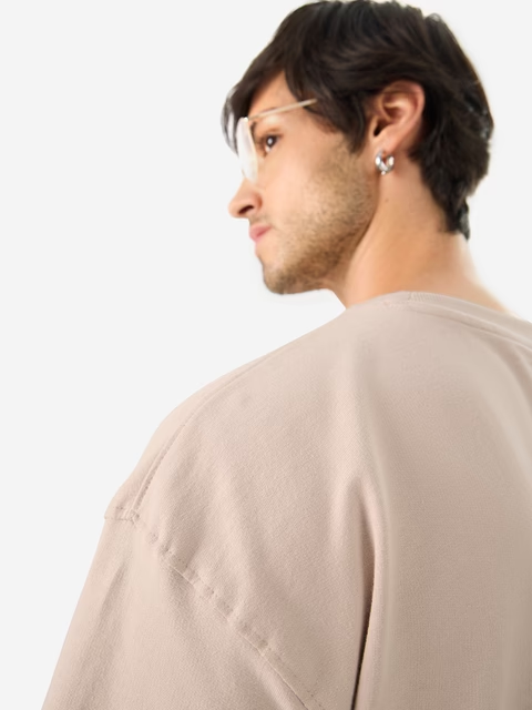 Solids Beige Oversized T-Shirts