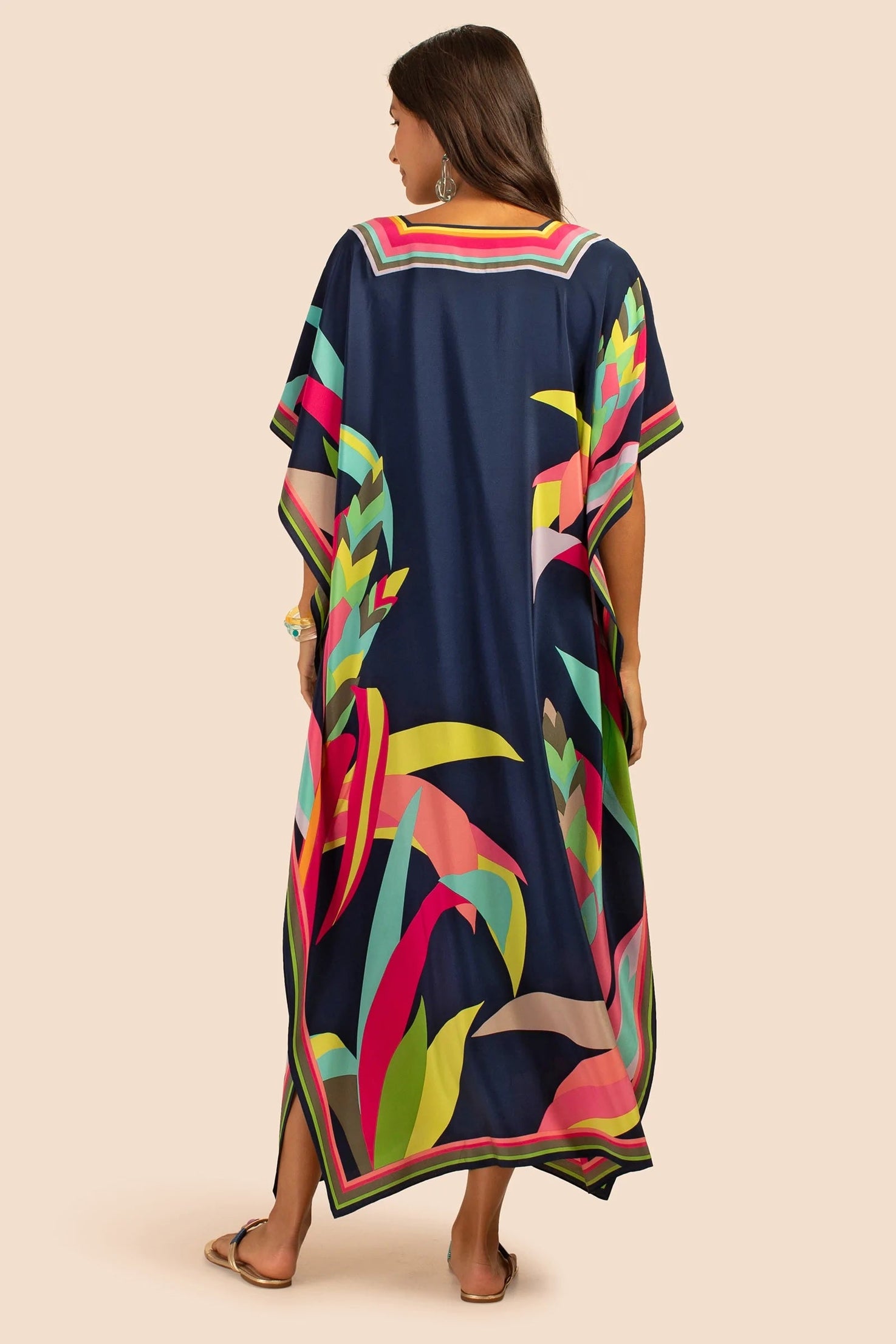 Silk Crepe Kaftan - Luxurious Flowing Dress for Women's