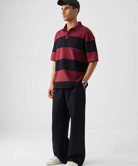 Colourblock Red Flame Oversized Polos