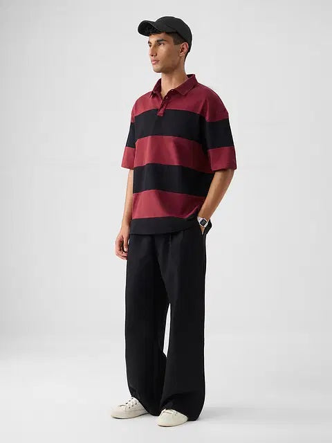Colourblock Red Flame Oversized Polos