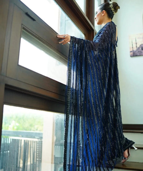 Party Wear Georgette With Embroidery Sequence Work Saree With Blouse