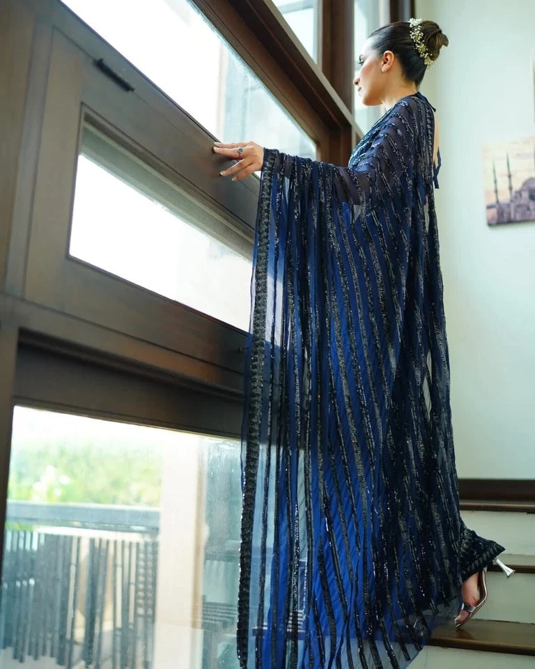 Party Wear Georgette With Embroidery Sequence Work Saree With Blouse