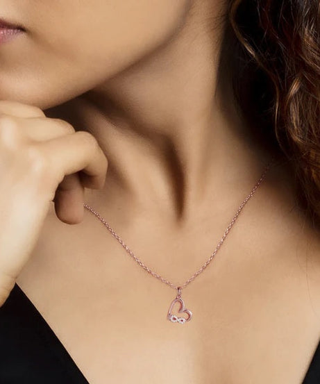 Rose Gold Infinity Heart Pendant with Link Chain