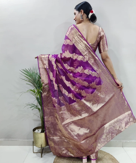 Premium Organza Silk Saree Wedding Wear Function Exclusive Saree With Blouse 11-HR