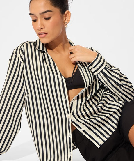 Satin Shirt Phantom Stripes Women Shirts