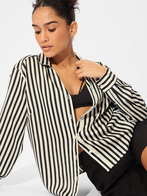 Satin Shirt Phantom Stripes Women Shirts