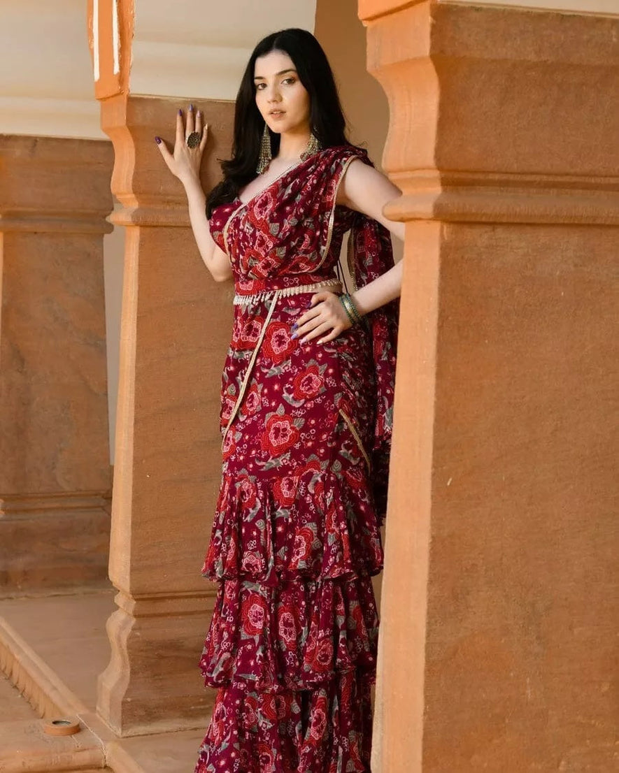 Georgette With Digital Print Lehenga Blouse With Blouse