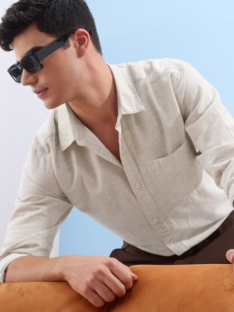 Ecru Cotton Linen Shirts