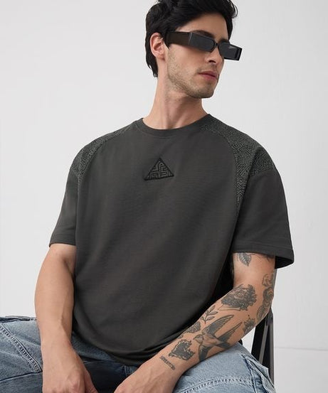 Aztec Grey Oversized T-Shirts