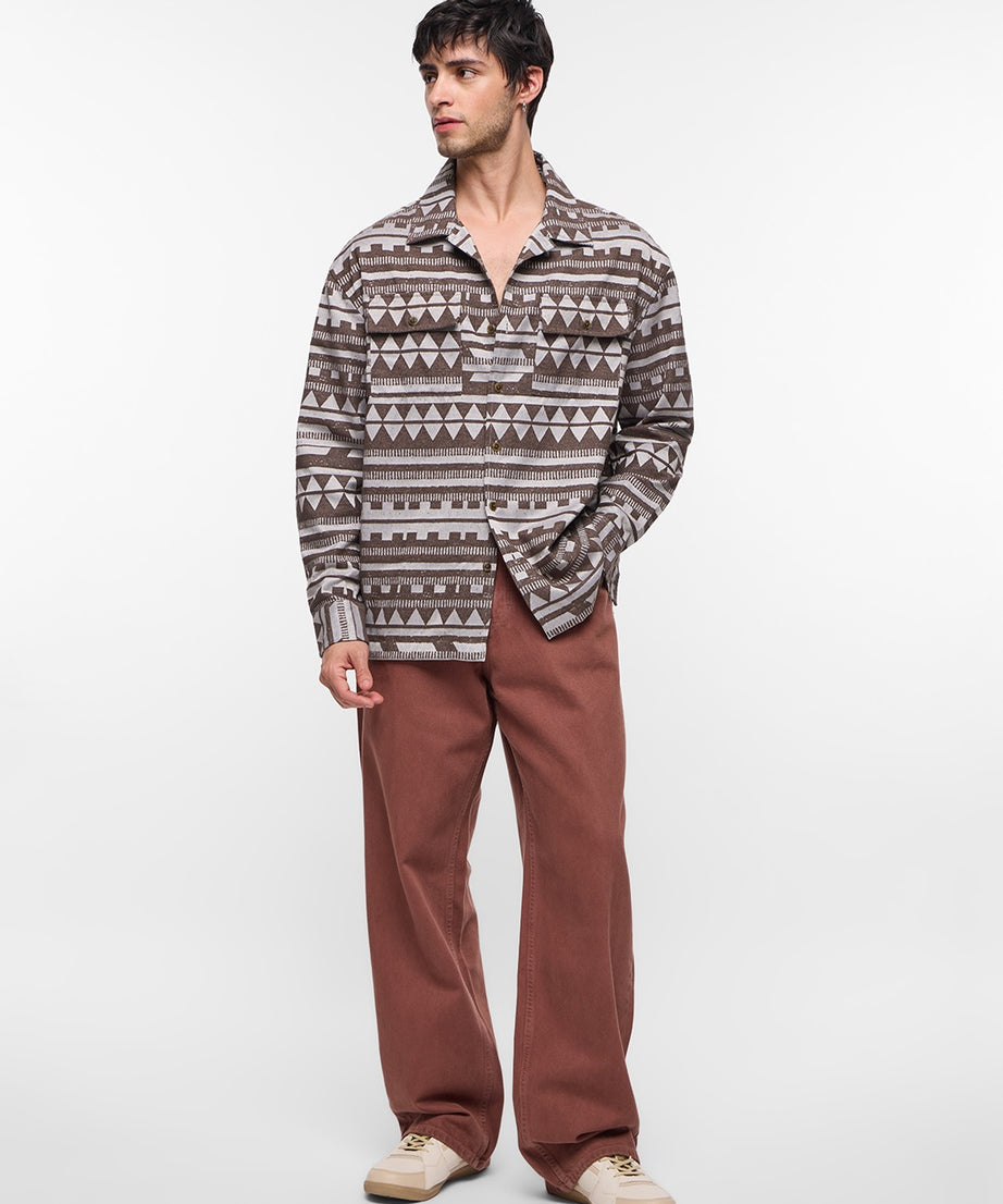 Jacquard Sandstone Men Shackets