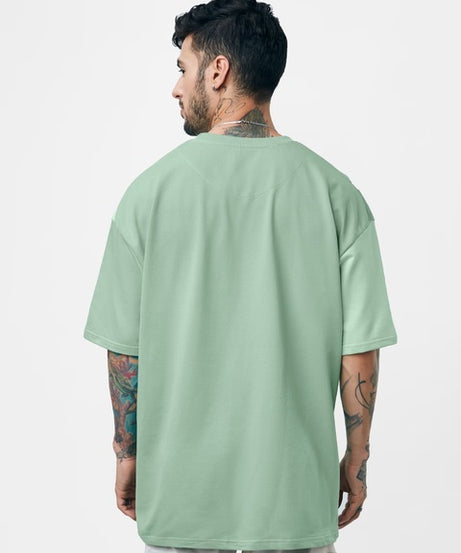 Green Colourblock Oversized T-Shirts