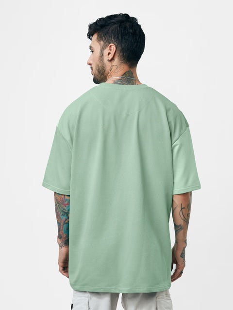 Green Colourblock Oversized T-Shirts