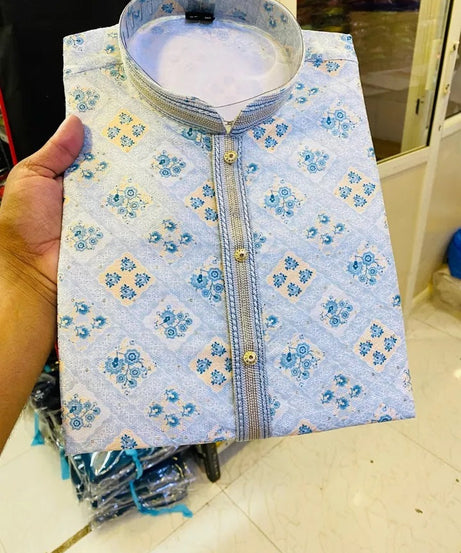 Men's Traditional Ethnic Wear Style Full Stitched Jacquard Kurta Pajama Set