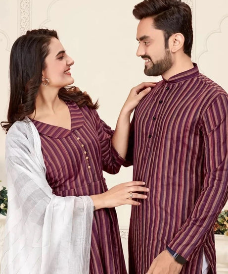 Pure Linen Cotton Couple Combo Set