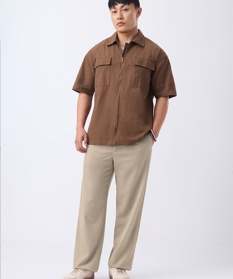 Zipper Shirt  Fawn Oversized Shirts