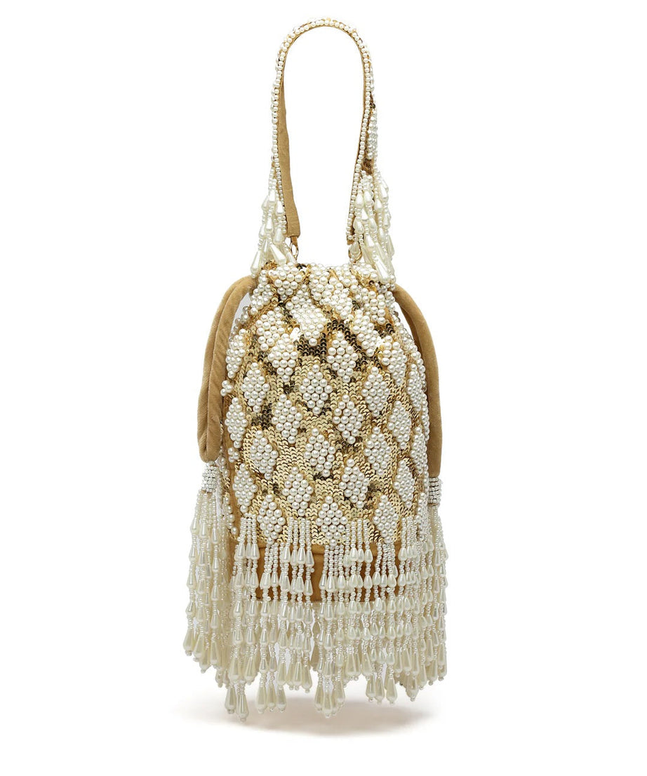 Dangle Diamond Embellished Velvet Potli Bag