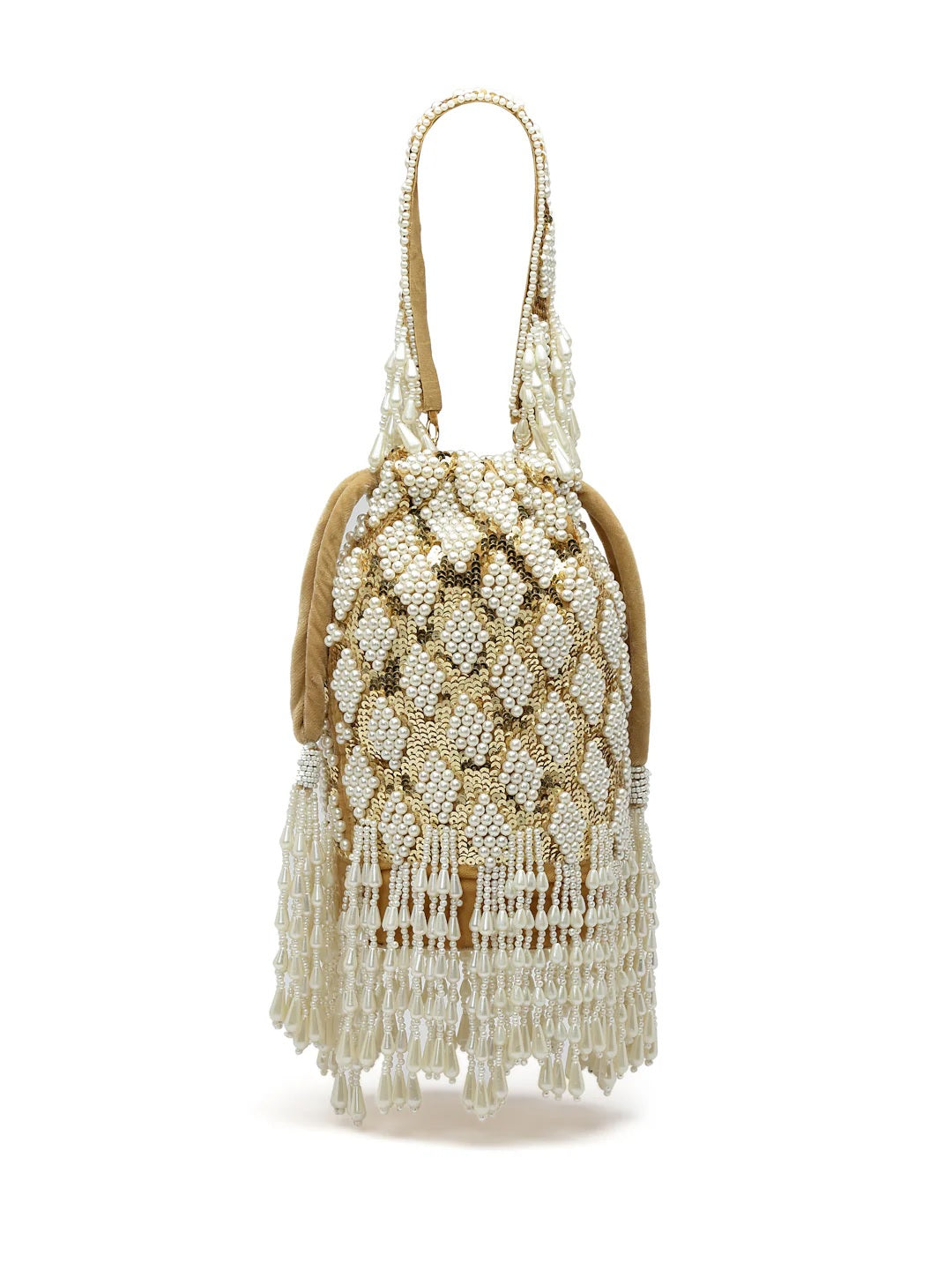 Dangle Diamond Embellished Velvet Potli Bag
