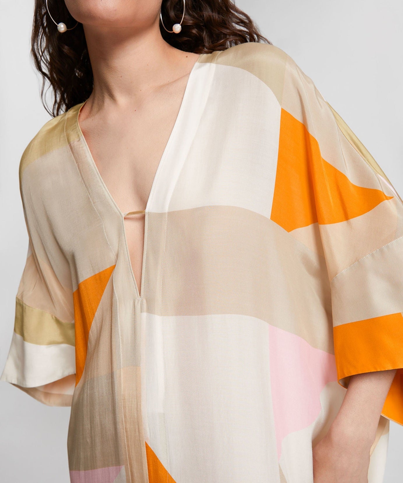 Soft Silk Crepe Digital Printed  Beach Wear Women's Long Kaftan