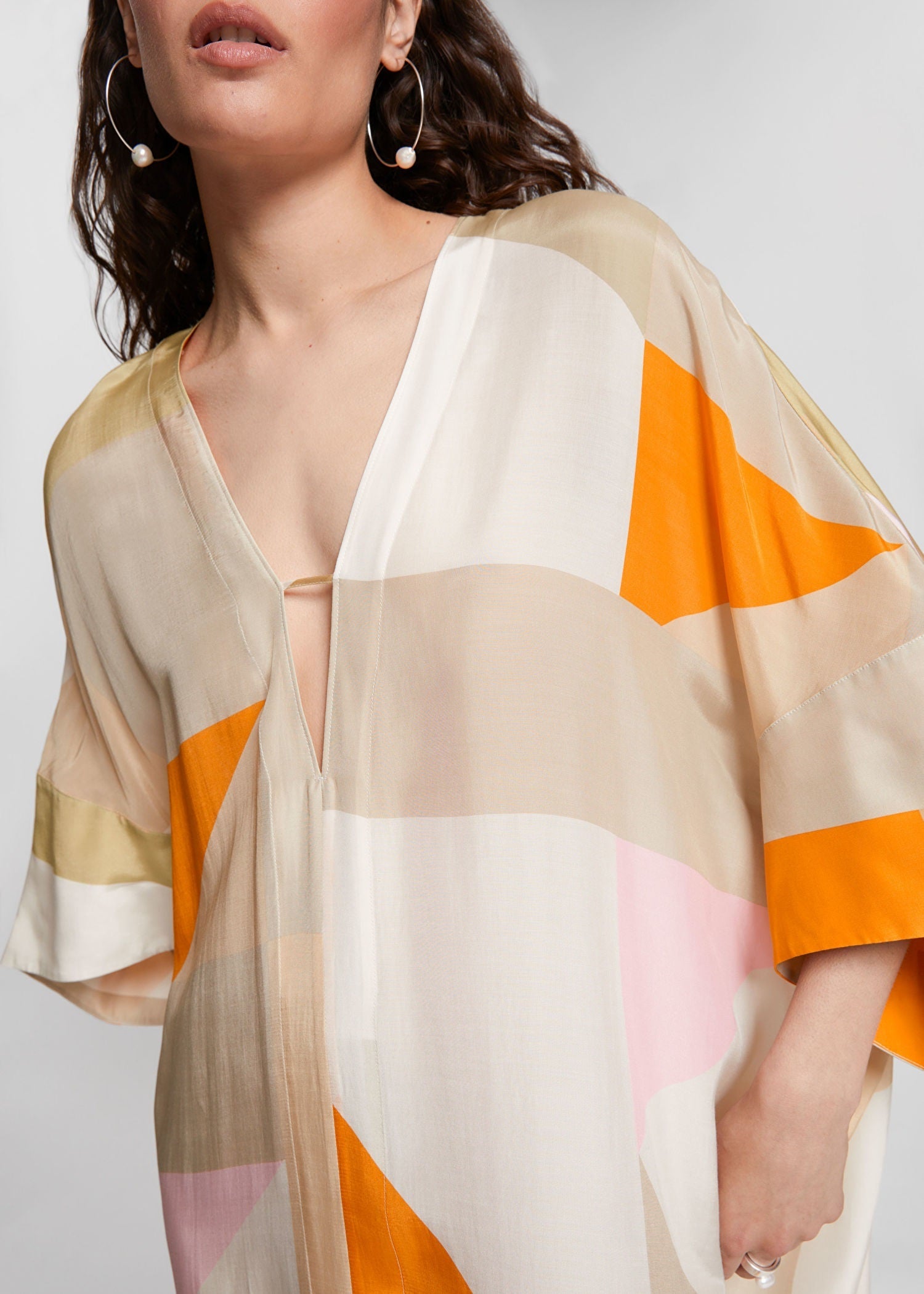 Soft Silk Crepe Digital Printed  Beach Wear Women's Long Kaftan