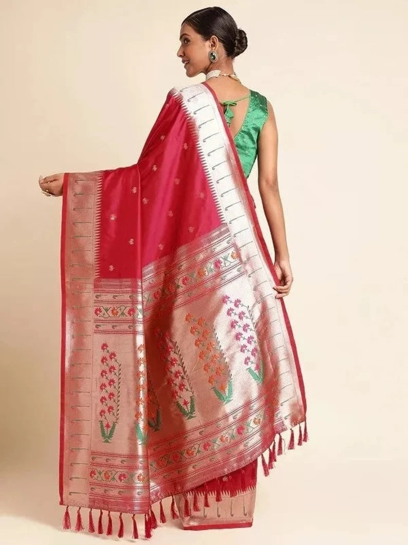 Pure Soft Kanchivaram Paithani Silk Saree With Blouse