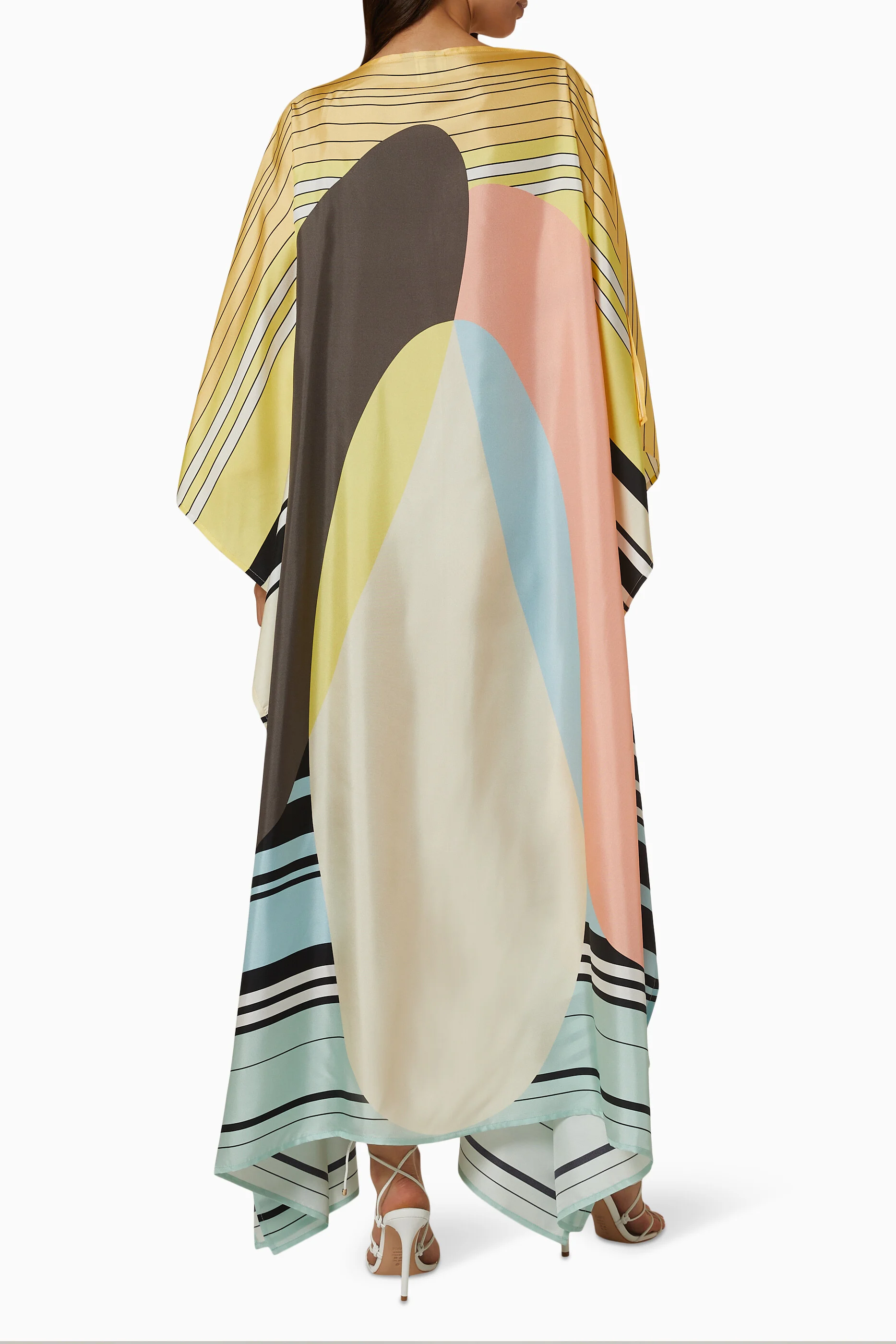 Soft Satin Silk For Women's Printed Long Kaftan
