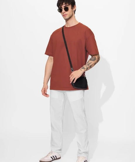 Solids Spicy Red Oversized T-Shirts