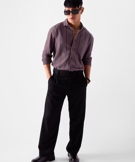 Stripes Red And Brown Knit Shirts