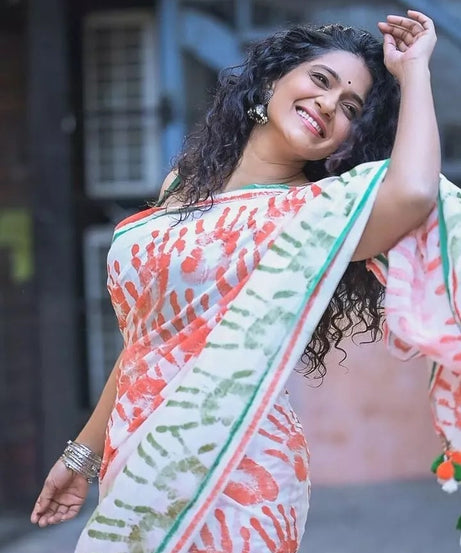 Faux Georgette With Beautiful Digital Printed Saree With Blouse