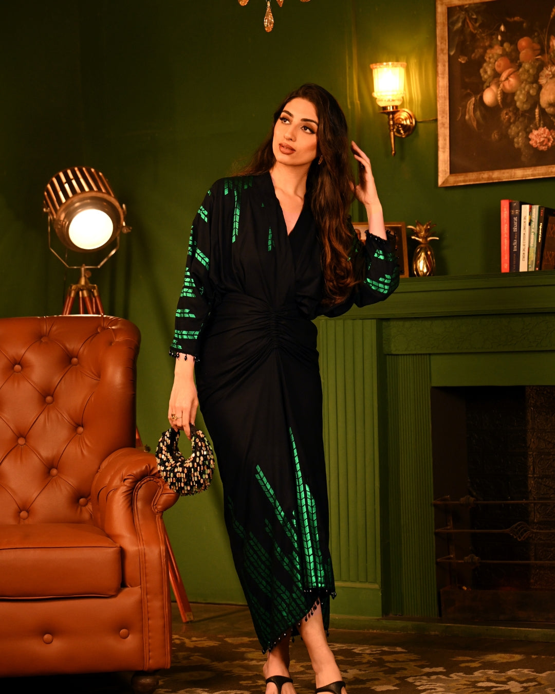 Elegant Black Party Dress Long Sleeve Sequin Maxi Dress For Women