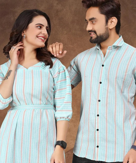 Presenting Couple Men's Shirt & Female Combo Set