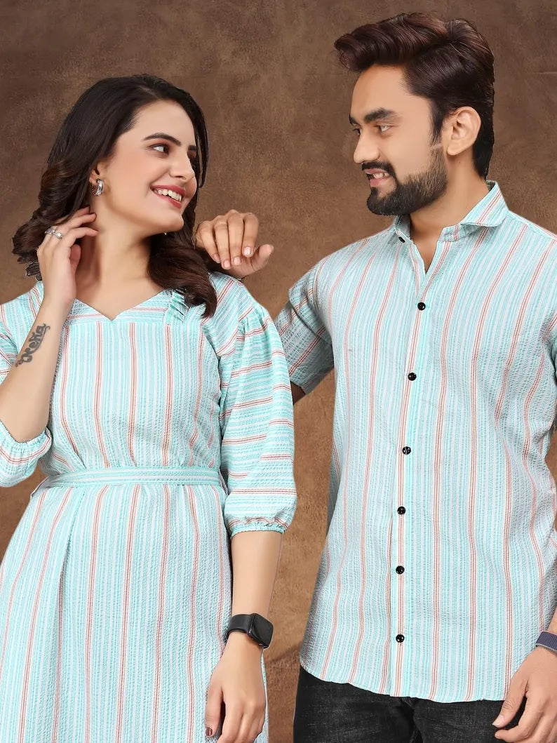 Presenting Couple Men's Shirt & Female Combo Set