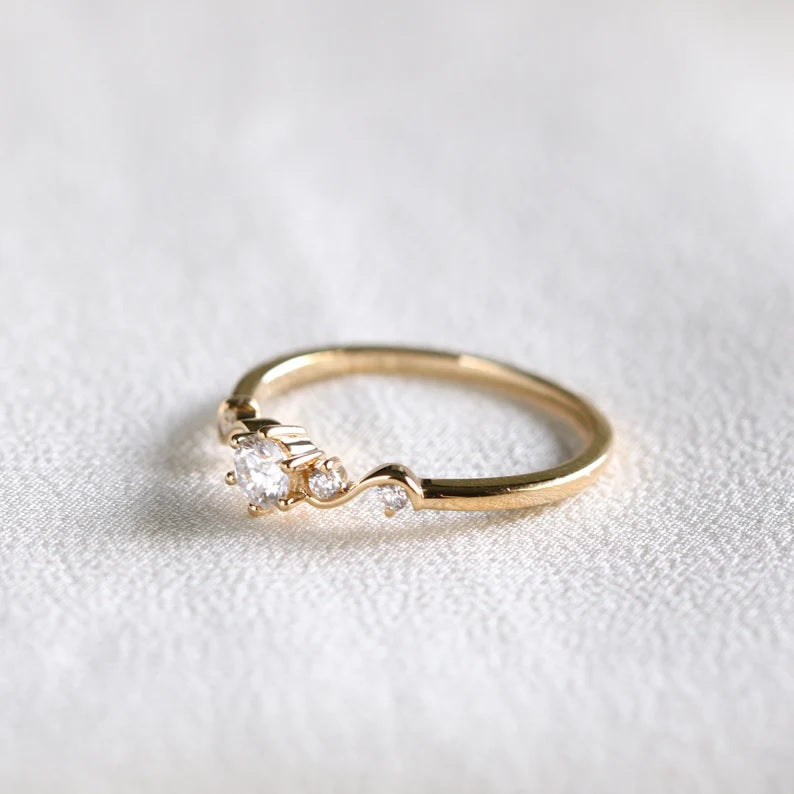 Solid Gold Diamond Engagement Ring