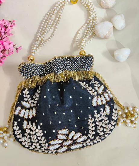 Women's Embroidered Clutch Purse Potli Bag