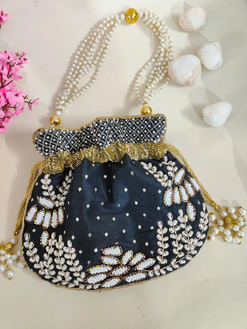 Women's Embroidered Clutch Purse Potli Bag