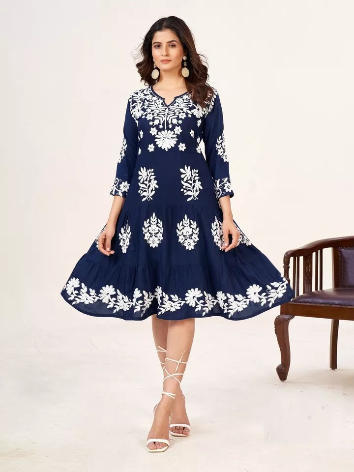 Heavy Rayon With Lakhnavi Work Beautifull Kurti