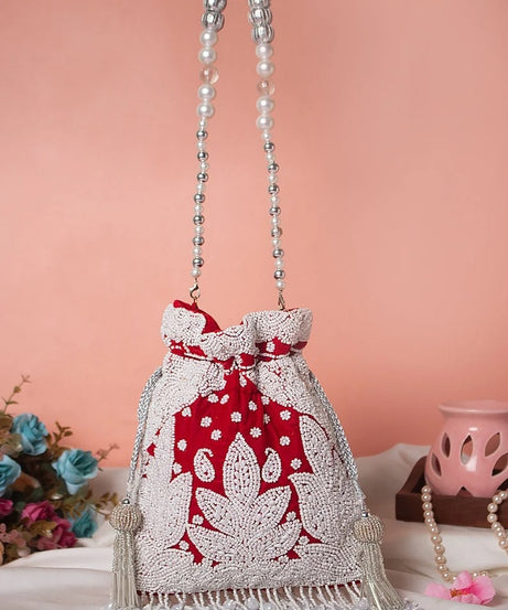 Designer Pearl Embroidered Potli Bag